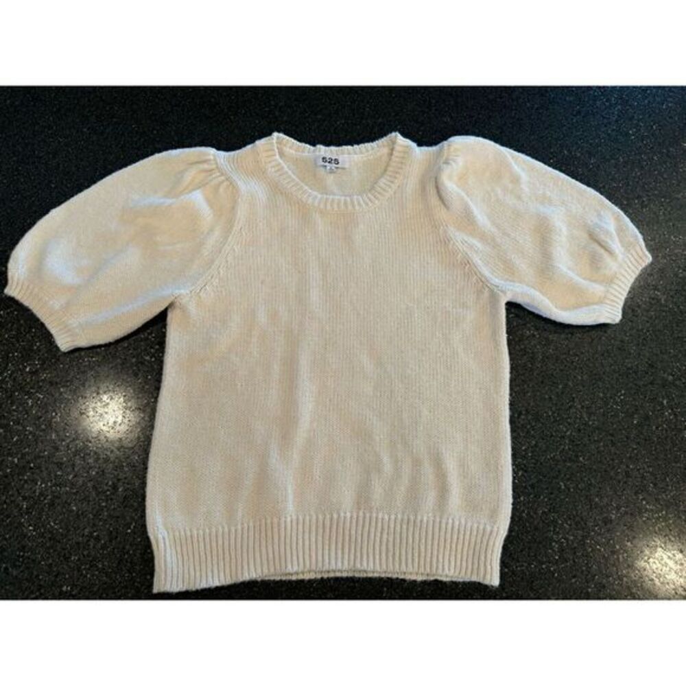 525 American Ivory Womens Bubble Sleeve Sweater Size Medium Minimalist